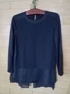 Chiffon Layered Navy Blue Blouse