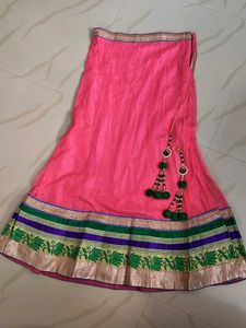 Pink Lehenga Choli Set with Green Blouse