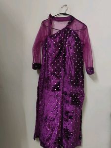 Elegant Designer Purple Velvet kurta with Pyjama