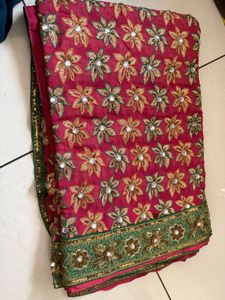 Embroidered pure georgette Saree