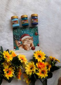 Mini Adorable Christmas Cat Painting