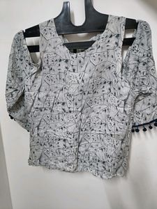 Shoulder Cut Cute Top