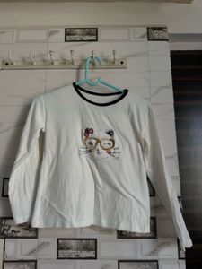 Girl's White Top &amp; Green Pants