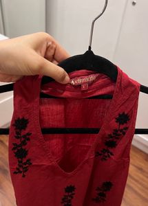 Stylish Red Embroidered Kurta