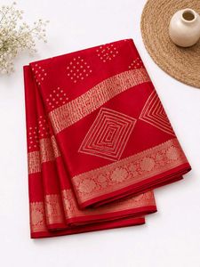 Elegant Red Bandhani Silk Saree