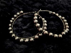 Big Hoop Earrings with Silver Beads