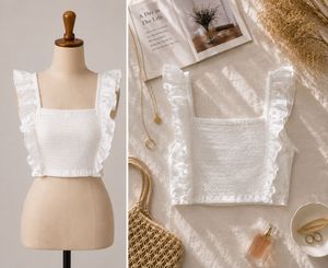 White Ruffle Crop Top