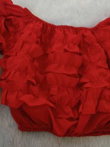 Red Ruffled Off-Shoulder Top