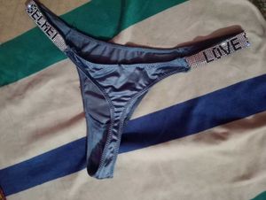 White Satin Thong with Rose Gold Accents