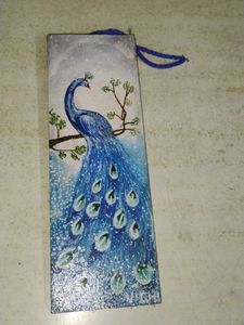 Hand-Painted Peacock wall hanging