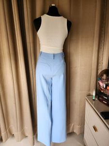 High-Waisted Wide-Leg Blue Trousers