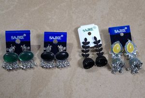 Combo of 4 Oxidized Silver Jhumka Earrings - SAJKE