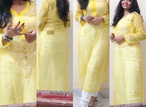 Yellow Chikankari Kurti 🎀(Unused)