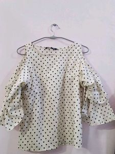 Chic Polka Dot Cold Shoulder Top