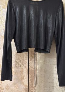 Backless Shimmer Black Crop Top, Bust-36/38