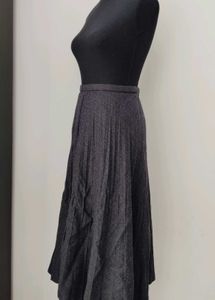 Pleated A-Line Midi Skirt