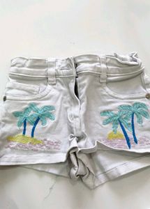 Fruity Print Denim Shorts