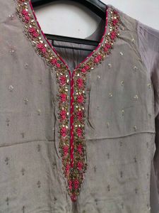 Embellished Grey Kurta