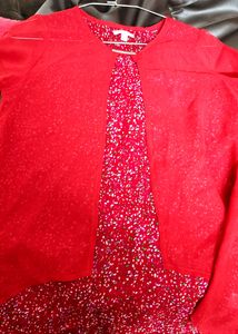 Red Synthetic Western Top