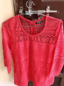 Coral Lace Top
