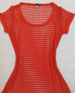 Red Crochet Mesh Mini Dress