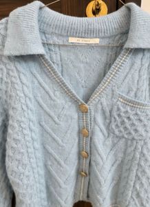 MS Studio Cable Knit Cardigan – Baby Blue | Size M