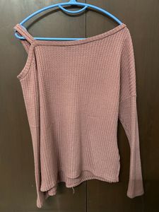 Cute Ribbed Mauve Sweater