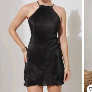 XS size Sleek Black Halter Mini Dress