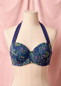 Stylish Paisley Print Halter Bra
