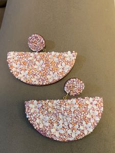 Beaded Floral Dangle Earrings