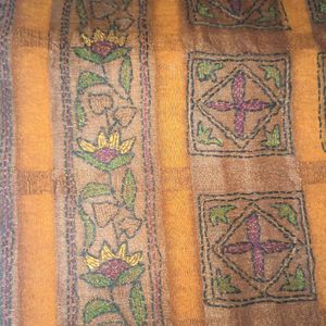 Orange Printed Saree With Blouse