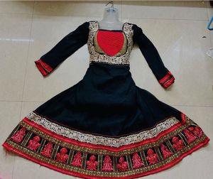 Elegant Black & Red Embroidered Anarkali Kurta