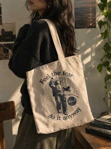 ⭐ unique graphic printed Tote Bag white / cream