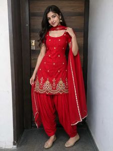 silk red shlwar suit &amp;dupttta