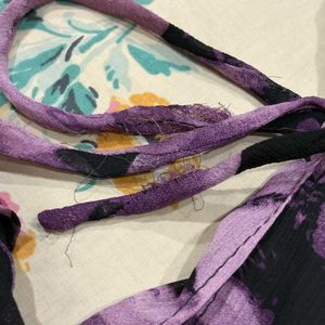 Purple Floral Wide Leg Pants