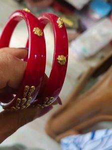 Elegant Red &amp; Gold Bangles