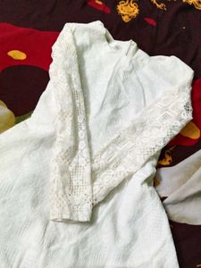 White Lace Sleeve Dress