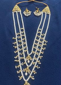 Elegant Pure Pearl & Gold Satlada Necklace Set