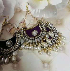New Party Wear Earrings Colour Black &amp; Purple