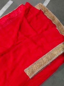 Vibrant Red Embellished Saree
