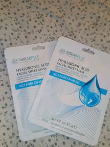 2 x Mirabelle Hyaluronic Acid Facial Sheet Mask