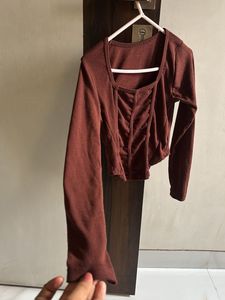Women's Brown Corset Top