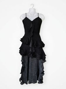 Chic Black Polka Dot Ruffle Dress