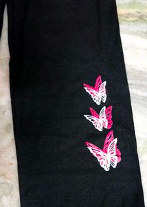 Black Palazzos with Butterfly Embroidery