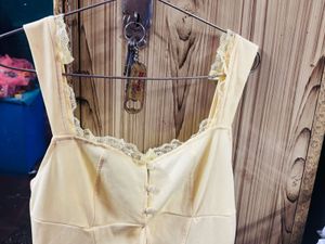 Cute Yellow Lace Trim Dress