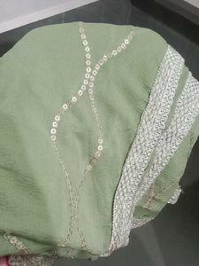Elegant Green Dupatta with Sequin Work