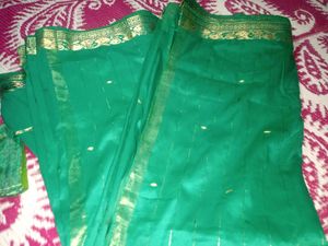 Emerald Green &amp; Gold Sari