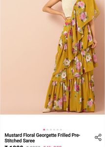 Mustard Floral Georgette Pre stitched saree