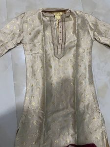 ETHNIC KURTA SET GOLD COLOR WITH RED PYJAMA