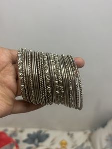 Set of Oxidized Silver Bangles
